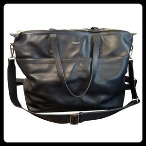 Mina Baie Harper Full Leather Diaper Bag Backpack Black Gold - Gently Loved Luxe